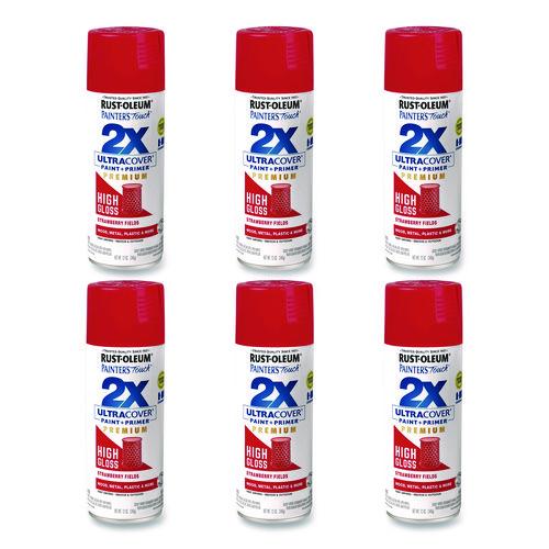 Painter's Touch 2X Ultra Cover Spray Paint, High Gloss Strawberry Fields, 12 oz Aerosol Can, 6/Carton