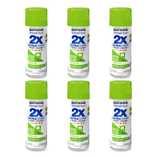 Painter's Touch 2X Ultra Cover Spray Paint, High Gloss Tropical Leaf, 12 oz Aerosol Can, 6/Carton