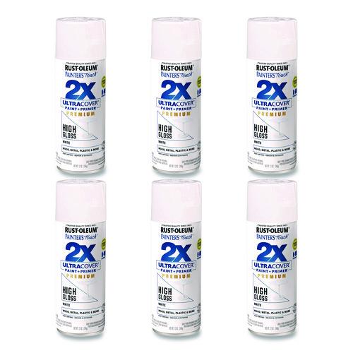 Painter's Touch 2X Ultra Cover Spray Paint, High Gloss White, 12 oz Aerosol Can, 6/Carton