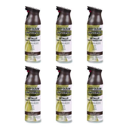 Universal Premium Spray Paint, Flat Amber, 12 oz Aerosol Can, 6/Carton