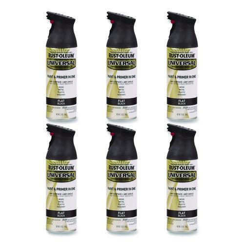 Universal Premium Spray Paint, Flat Black, 12 oz Aerosol Can, 6/Carton