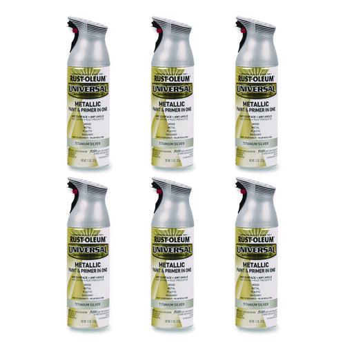 Universal Premium Spray Paint, Metallic Silver, 12 oz Aerosol Can, 6/Carton