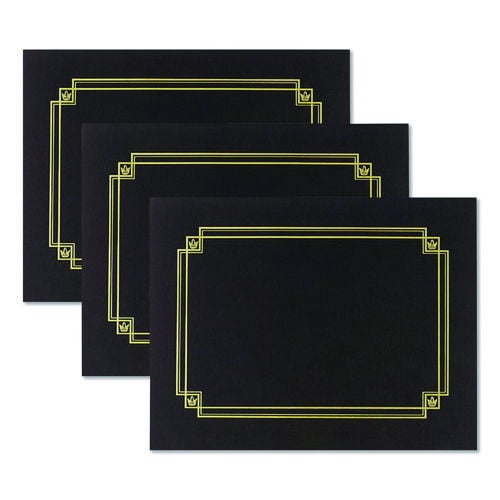 Premium Textured Certificate Holder, 12.65 x 9.75, Black, 3/Pack