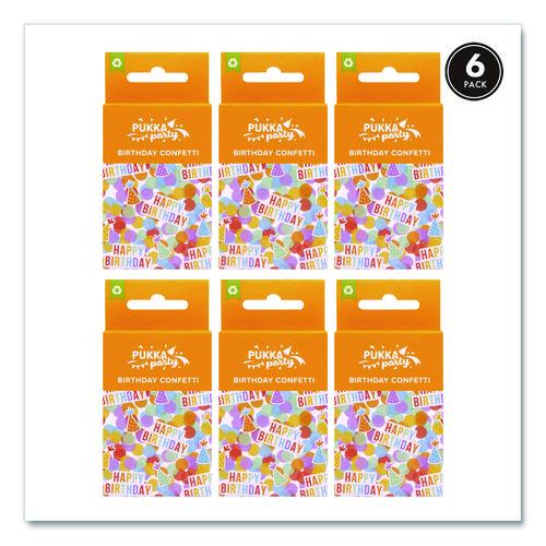 Bright Birthday Confetti, Circles, Happy Birthday, Hats Shaped, 1 x 2, Assorted Colors, 3/Pack, 2 Packs/Box