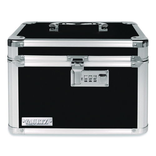 Latching Lid Locking Personal Security Box, Combination Lock, 10 x 7.5 x 7.75, Plastic; Steel; Aluminum, Black