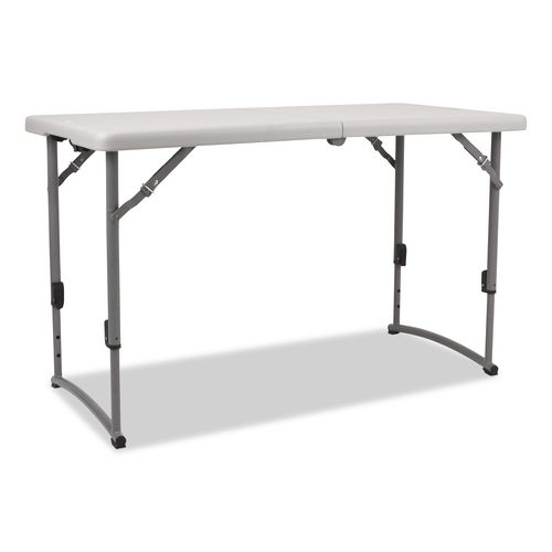Plastic Fold-in-Half Adjustable Height Table, Rectangular, 24w x 48d x 22h to 35h, Speckled Gray Top, Gray Base/Legs