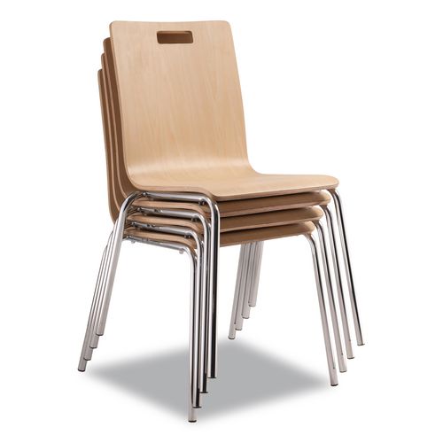 Bushwick Series Bentwood Chair, Supports Up to 500 lb, 18" Seat Height, Natural Seat, Natural Back, Chrome Base, 4/Pack