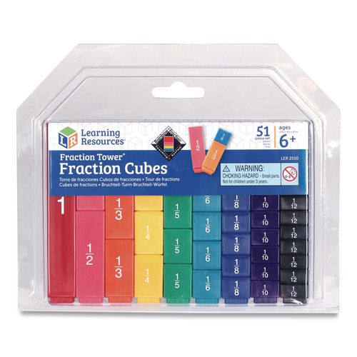Fraction Tower Fraction Cubes, Grades 1 to 4, 51 Pieces