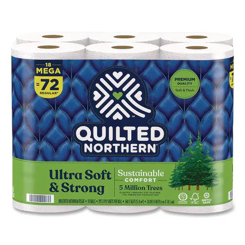 Ultra Soft and Strong Bathroom Tissue, Mega Rolls, Septic Safe, 2-Ply, White, 328 Sheets/Roll, 18 Rolls/Carton