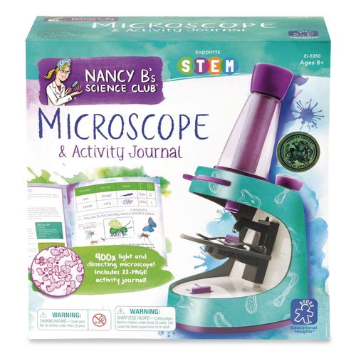 Nancy B's Science Club Microscope and Activity Journal, Ages 8 and Up, 30x to 400x Magnification, 8.7 x 9.2 x 4.3, Blue