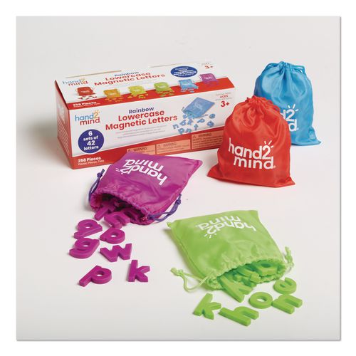 Rainbow Lowercase Magnetic Letters, 1.5" Tall, Assorted Color Characters, 6 Sets of 42 Pieces