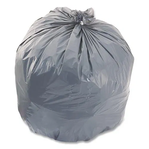 Linear Low-Density Can Liners, 45 gal, 1.1 mil, 40" x 46", Gray, Flat Pack, 125/Carton