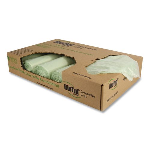 Biotuf Can Liner, 13 gal, 1 mil, 24" x 32", Green, 200/Carton