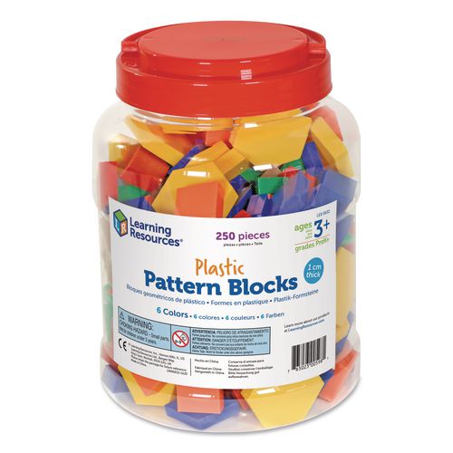 Plastic Pattern Blocks, Grades Pre-K to 2, 250 Pieces