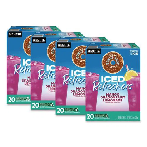 ICED Refreshers K-Cup Pods, Mango Dragonfruit Lemonade, 20/Box, 4 Boxes/Carton
