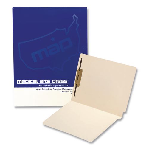 End Tab Fastener File Folder, Embossed Labeling Lines, 0.75" Expansion, 1 Fastener, Letter Size, Manila Exterior, 250/Box