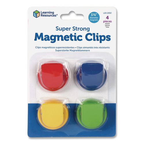Super Strong Magntic Clips, Small, 1.5" Diameter, Assorted Colors, 4 Pieces