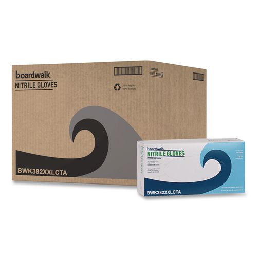 Disposable Examination Nitrile Gloves, Powder-Free, XX-Large, 5 mil Thick, 9.5" Long, Blue, 100/Box, 10 Boxes/Carton