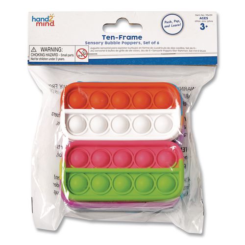 Ten-Frame Sensory Bubble Poppers, Pre-K to K, 6 Pieces