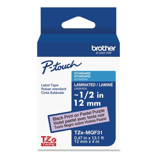TZ Standard Adhesive Laminated Labeling Tape, 0.47" x 26.2 ft, Pastel Purple