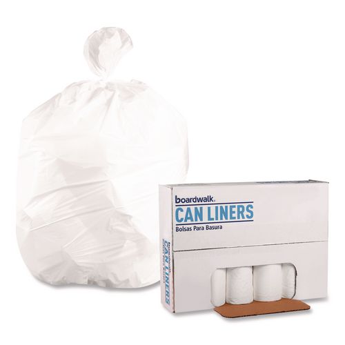 High-Density Can Liners, 30 gal, 10 mic, 30" x 36", Natural, Perforated Roll, 25 Bags/Roll, 20 Rolls/Carton