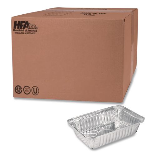 Aluminum Oblong Pan, Shallow, 1.5 lb, 6 x 8.59 x 1.25, Silver, 500/Carton