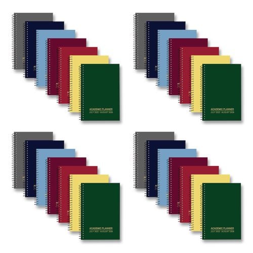 Wirebound Academic Weekly Planner, Assorted Cover Colors, 8 x 5.5, 14-Month (July - August) 2023-2024, 28/Carton