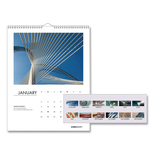 100% Recycled Abstract Architecture Photos Wall Calendar, 14 x 11, White Sheets, 12-Month (Jan-Dec): 2026