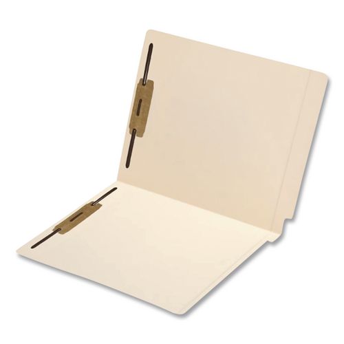 Heavy-Duty Poly-Reinforced End-Tab Fastener Folders, 1" Expansion, 2 Fasteners, Letter Size, Manila Exterior, 50/Box