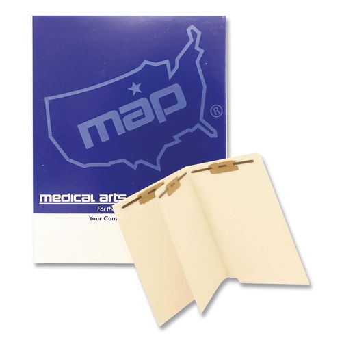 End Tab Classification Folders, 0.75" Expansion, 1 Divider, 4 Fasteners, Letter Size, Manila Exterior, 200/Box