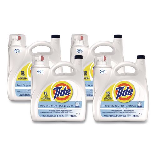 Free and Gentle Liquid Laundry Detergent, HE Compatible, 115 Loads, 151 oz Bottle, 4/Carton