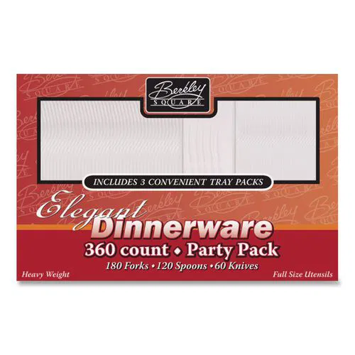 Heavyweight Party Pack, Heavyweight, Fork/Knife/Spoon, Plastic, Clear, 360/Pack