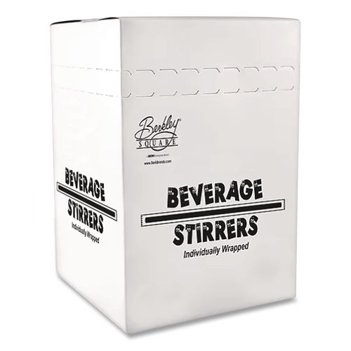 Unwrapped Round Stirrers, 7.75", Polypropylene, Black, 500/Pack
