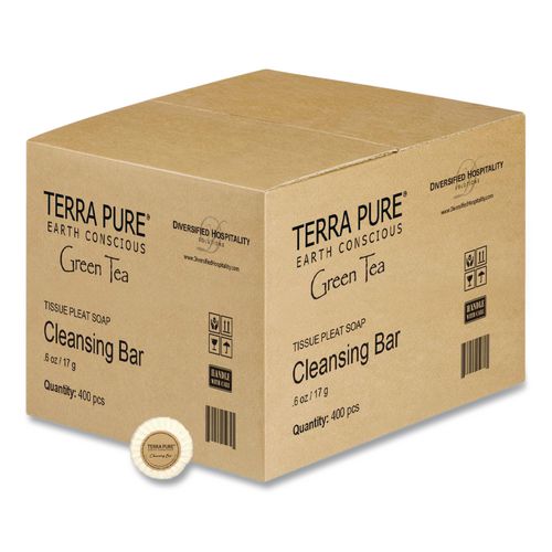 Terra Pure Cleansing Bar, Green Tea Lemongrass, 0.6 oz Bar, 400/Carton