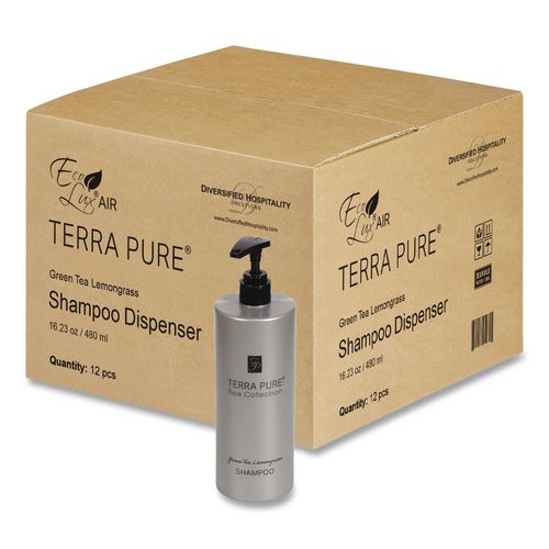 Terra Pure Shampoo Air Pump, Green Tea Lemongrass, 16.23 oz Bottle, 12/Carton
