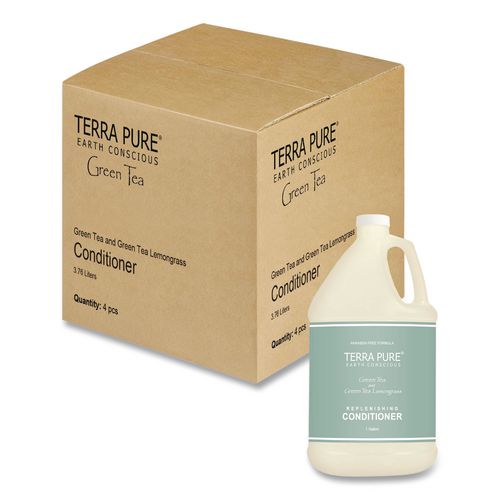 Terra Pure Conditioner Gallon, Green Tea Lemongrass, 1 gal Bottle, 4/Carton