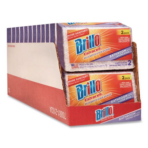 Estracell Bathroom Sponge, 4.5 x 2.75, 1.12" Thick, Purple/White, 2 Sponges/Pack, 12 Packs/Carton