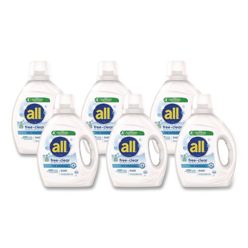 Free Clear HE Laundry Detergent, 58 Loads, Unscented, 73 oz Bottle, 6/Carton