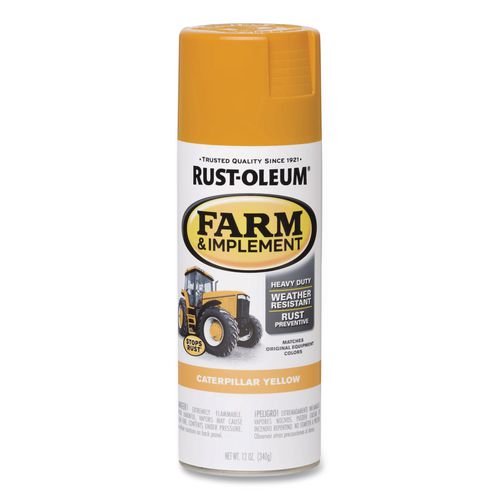 Specialty Farm and Implement Spray Paint, Gloss Caterpillar Yellow, 12 oz Aerosol Can, 6/Carton
