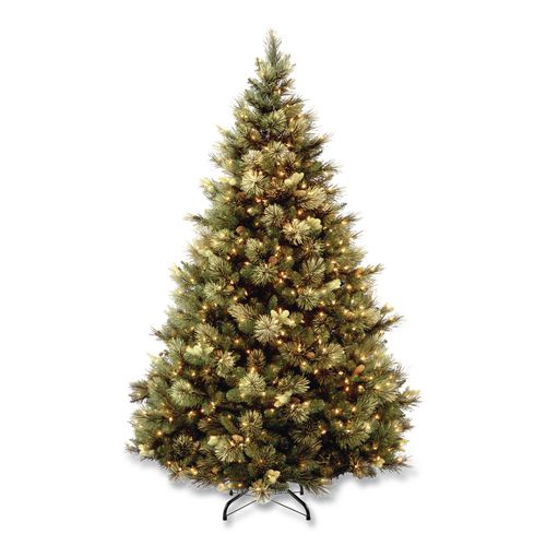 Pre-Lit Carolina Pine Tree, 55" x 55" x 78", Green Tree, Green Tree Stand