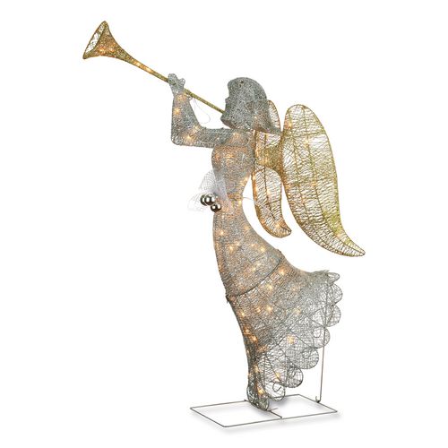 Silver Angel Decor, AC Powered, Cool White LED Lights, 24" x 30 "x 48", Silver