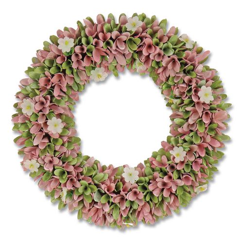 Spring Pink Floral Wreath, 18" x 18" x 3.93", Pink
