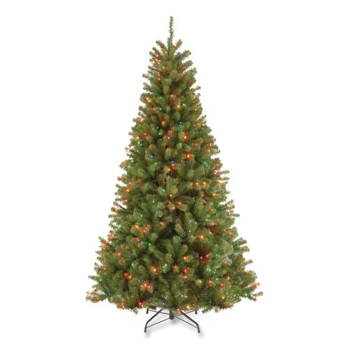 Pre-Lit North Valley Spruce Tree, 47" x 47" x 84", Green Tree, Green Tree Stand