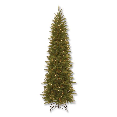 Pre-Lit Grande Fir Pencil Slim Tree, 30" x 30" x 78", Green Tree, Green Tree Stand