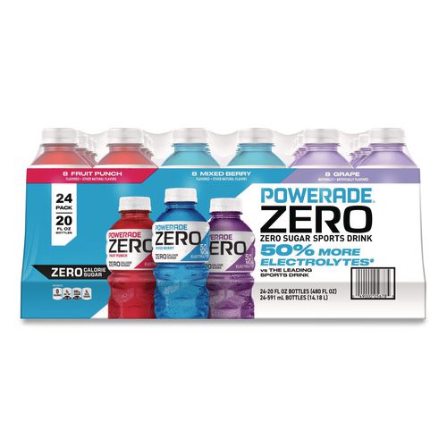 Zero Sports Drink, Assorted Flavors, 20 oz, 24/Carton