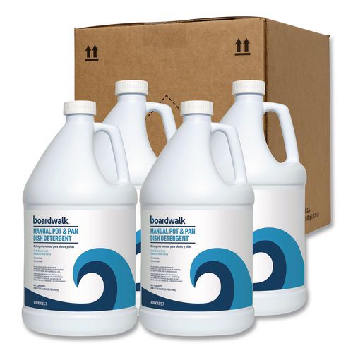 Manual Pot and Pan Dish Detergent, Fresh Breeze Scent, 1 gal Bottle, 4/Carton