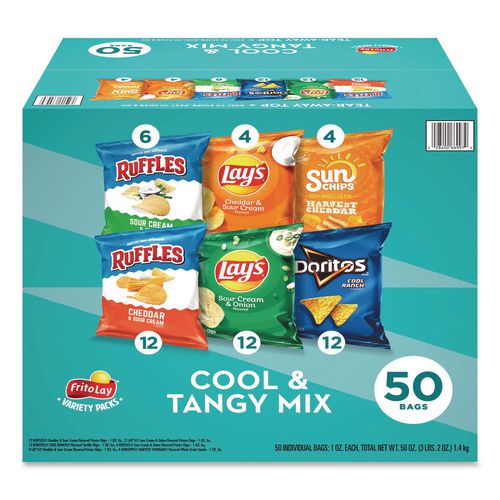 Cool and Tangy Mix Variety Pack, Assorted Flavors, 1 oz Bags, 50 Bags/Carton