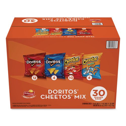 Doritos and Cheetos Variety Pack, Assorted Flavors, Assorted Sizes, 30 Bags/Carton