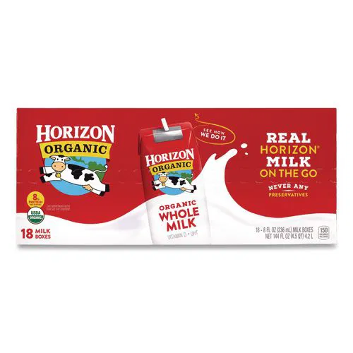 Shelf-Stable Whole Milk Boxes, 8 oz Box, 18/Carton