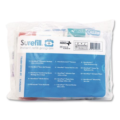 10 Series First Aid Kit Refill, 72 Pieces, 4/Carton